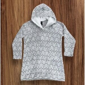 Disney Robe Womens XL Gray Hooded Long Sleeve Pouch Pocket Soft Faux Fur Fabric